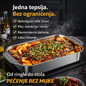 Stainless Steel Roasting Pan – 42 x 26 x 6 cm – 6,5 L